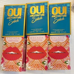 New 3 Juicy Couture Splash and 3 Escada Summer Festival Perfume Samples